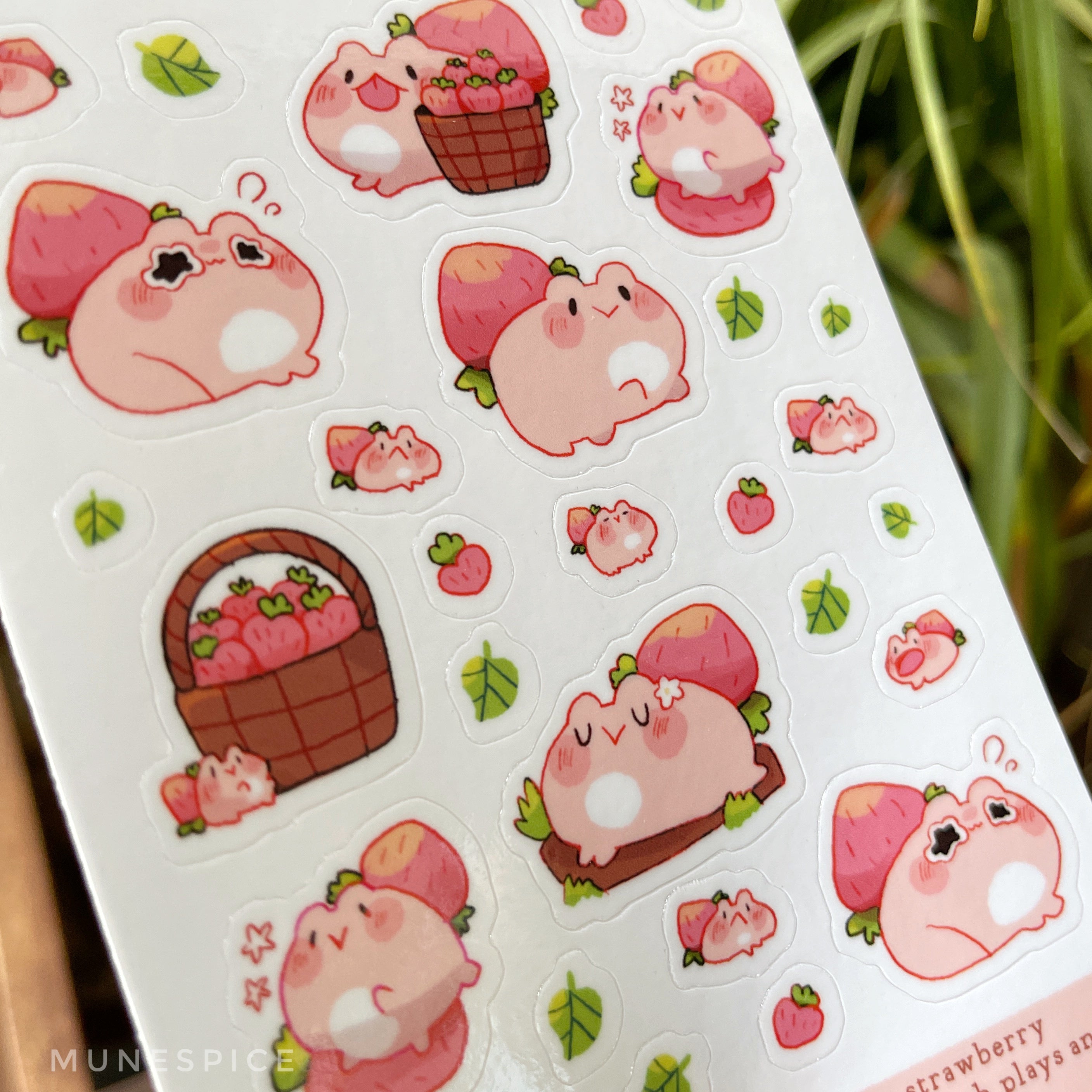Frogs and Strawbs Sticker sheet – Planet Bunnie